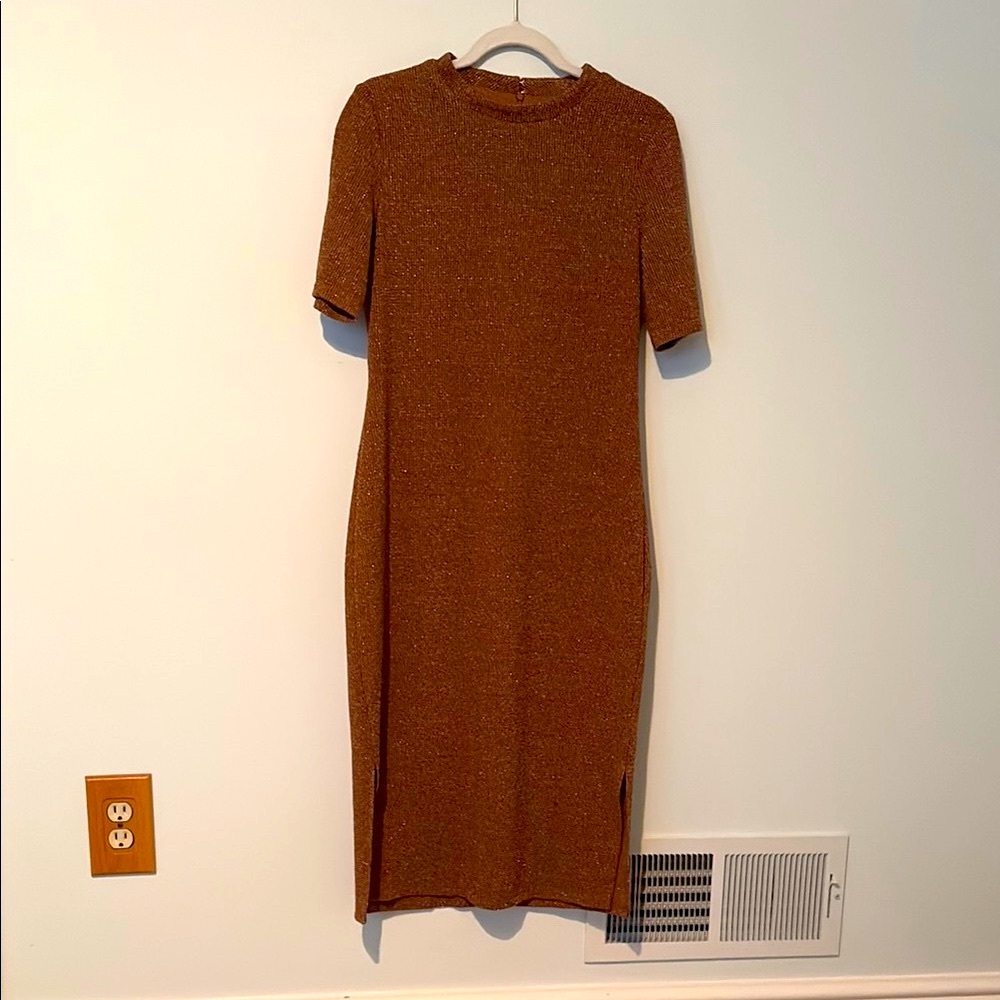 INC International Concepts Brown Knit Midi Dress in good condition